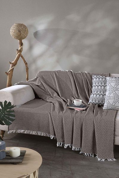 LADYNİL Κάλυμμα καναπέ 170x210 Ζιγκ-ζαγκ καφέ