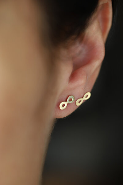 Yenigün Kuyumculuk 14 Ayar Altın Sonsuzluk Pimli Küpe