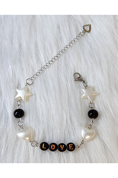 karitasarim Siyah Ve Beyaz Boncuklu Aşk Sevgiller Günü Özel Bileklik