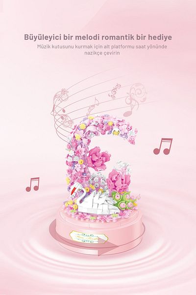 balody Rose Love Music Box (Bl21209) – Mini Block Building Toys Set