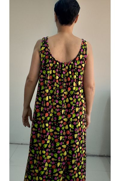 Mertcan Butik Fruit Print Gathered Back Gathered Combed Cotton Viscose Dress
