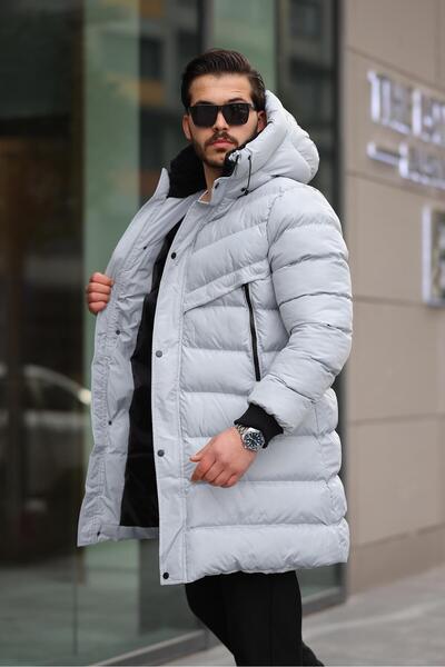 MODAEMAS ЧОЛОВІЧЕ ДОВГЕ НАДУВНЕ ПАЛЬТО З КАПЮШОНОМ