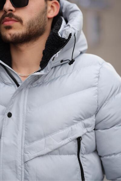 MODAEMAS ЧОЛОВІЧЕ ДОВГЕ НАДУВНЕ ПАЛЬТО З КАПЮШОНОМ