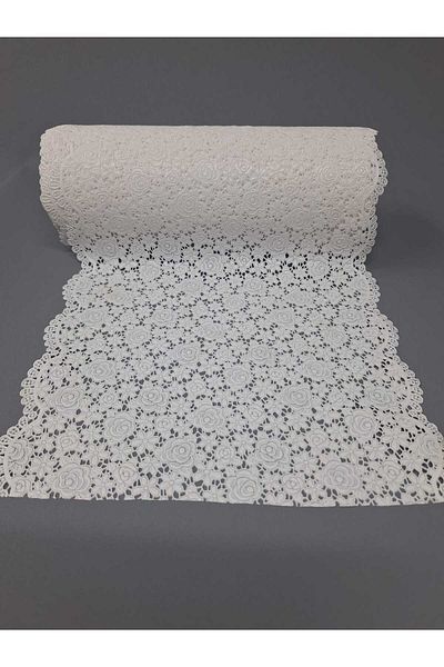 Başak Ev Tekstili Ράφι δαντέλας και κάλυμμα ντουλαπιού Pvc Runner Λευκό 35 cm Πλάτος