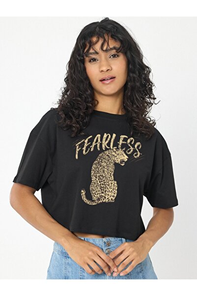 VEK Μπλουζάκι με λεοπάρ μοτίβο 100% βαμβακερό oversize