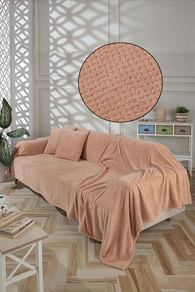 LADYNİL Husă de canapea Wellsoft 180x300 - brațe care acoperă și pătură TV, 2 bucăți 45x45 pernă bej