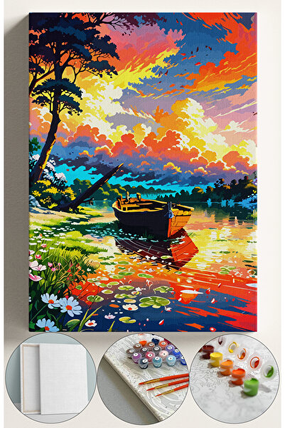 Corvo Sayılarla Boyama Çerçeveli Hobi Seti Numaralı Tuval Fırça Boya Dahil Ka...