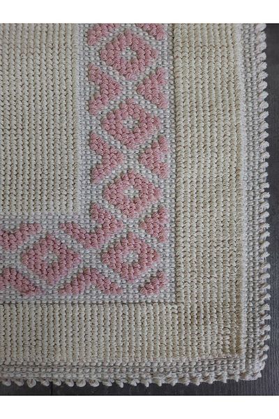 Dokumacıoğlu Soffy Cotton Pink & Cream 50x70 cm Χαλάκι μπάνιου Πετσέτα ποδιών