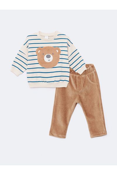 LC Waikiki Lcw Embroidered Baby Boy Sweatshirt and Pants 2-Piece Fast Fashion