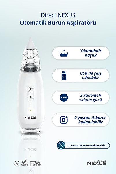 Direct NEXUS Elektrikli Bebek Burun Aspiratörü Küçük Çocuklar Için Güvenli Ve Etkili Burun Emici