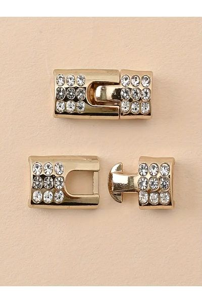 MODA Double Stone Shoe Buckles Fashionable and Versatile Plastic Buckles for Elastic Laces