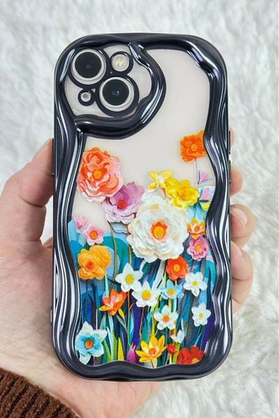 Vip Case iPhone 14-13 - حافظة Bloss بتصميم أنيق وعصري مع حماية للكاميرا بتصميم زهور ملونة