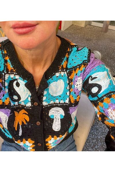 satya Crochet Patchwork Crop Cardigan