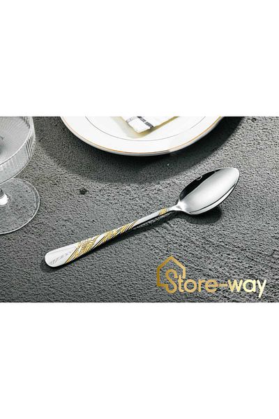 Storeway 12 Pcs Gold&Silver Stainless Steel Dinner Spoon