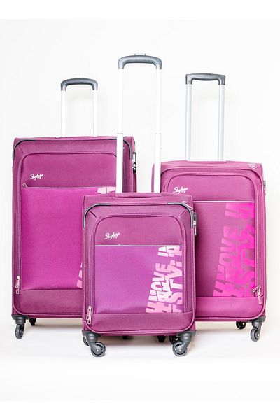 Skybags Rhumba Set Of 3 Luggage, Polyester Soft Sided, 20/24/28 Purple