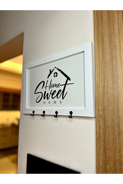 EmaDijital Wooden Laminated Metal Wall Hanger - Solid Painting, Key Hanger, Home Keychain Decorative