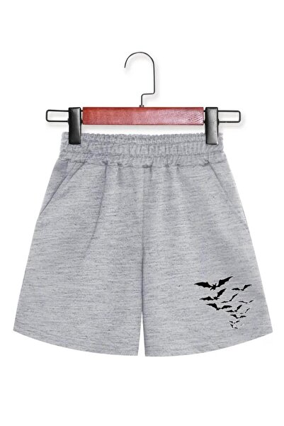 caddekombin Γυναικείο σορτς με στάμπα με νυχτερίδα στο φεγγάρι, με τσέπες βερ...