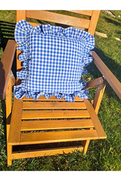 Angels' Collection Vintage Gingham Frilly Throw Pillow Cover Single