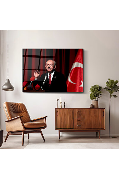 PoyKilArt Cam Tablo - Kemal Kılıçdaroğlu - Duvar dekorasyonu - Ofis dekorasyo...