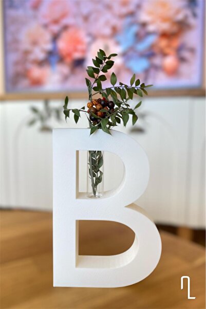 Tasarım B Harfi Cam Tüp Uyumlu Vazo (Cam tüp hediyeli)