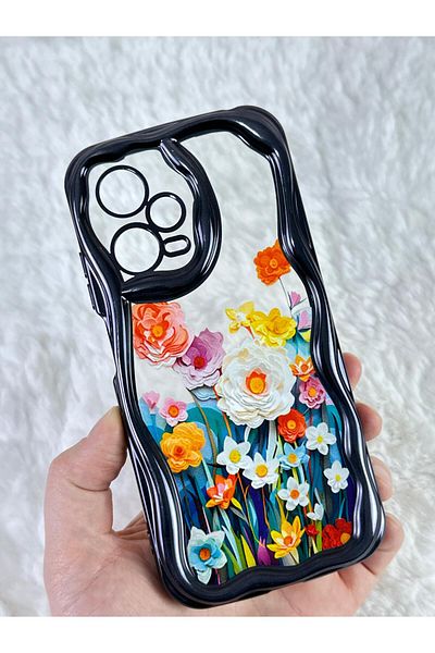 Vip Case ريدمي نوت 12 برو 5G - حافظة بتصميم عصري وأنيق بتصميم زهرة ملونة لحماية الكاميرا