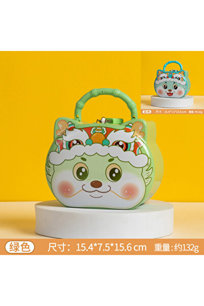 Livava Μεταλλικός κουμπαράς γατάκι με τσάντα και κλειδαριά, πράσινο, 15x12 - ...