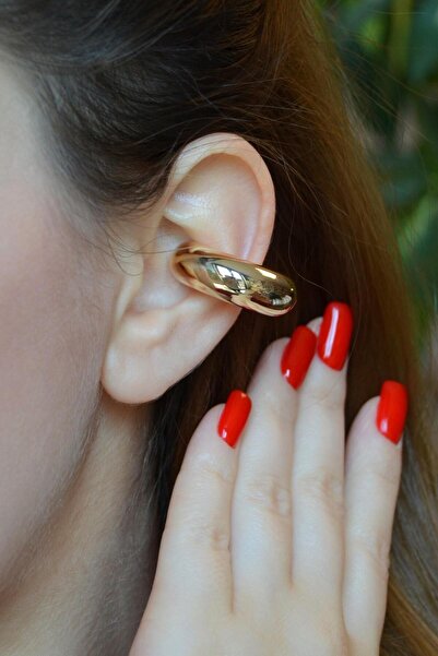 Sacce Scarves&Accessories Büyük Bombeli Earcuff Büyük Halka Geçirmeli Kıkırdak Küpesi Gold Renk