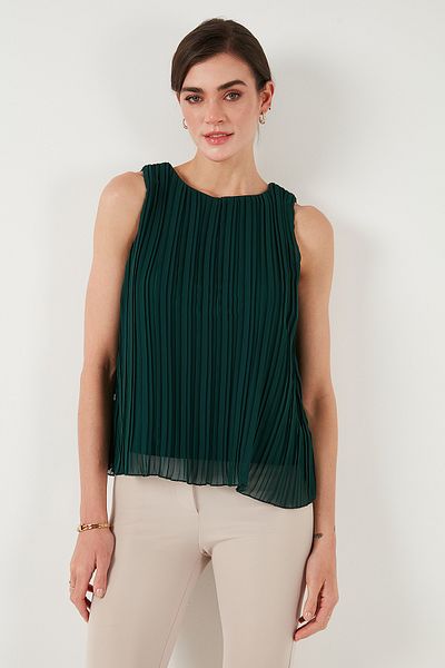 Lela Φόδρα με χοντρό λουράκι Standard Fit Crew λαιμόκοψη Μπλούζα σιφόν ΜΠΛΟΥΖΑ 611FB220