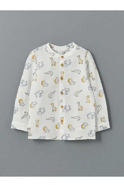 LC Waikiki Lcw Baby Ecru Prevailing Collar Printed Baby Boy Shirt
