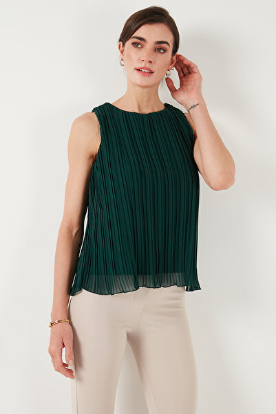 Lela Φόδρα με χοντρό λουράκι Standard Fit Crew λαιμόκοψη Μπλούζα σιφόν ΜΠΛΟΥΖΑ 611FB220