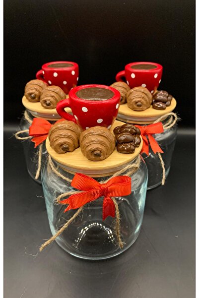 renklidüşler 1 Adet Fincan Figürlü Kahve&Kurabiye Kavanozu (500 ml)