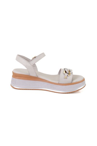 Desa Women's Gray Heeled Leather Sandals