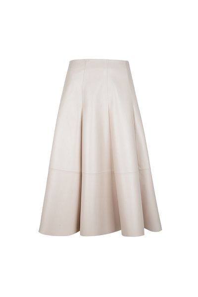 Desa Liona Beige Women's Long Leather Skirt