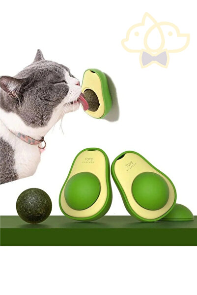PAPYONPETSHOP Avokado Doğal Catnipli Yenilebilir Kedi Nanesi Otu Oyun Topu Oyuncağı Kedi Yalama Topu 1 Adet
