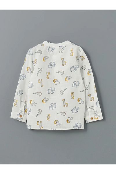 LC Waikiki Lcw Baby Ecru Prevailing Collar Printed Baby Boy Shirt
