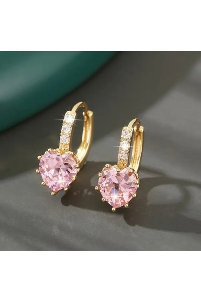 Accessories Vanilla Avenue Pembe Kalp Şeklinde Işıltı Detaylı Zarif Halka Küb...