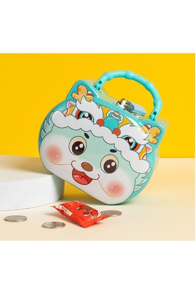 Livava Μεταλλικός κουμπαράς γατάκι με τσάντα και κλειδαριά, μπλε, 15x12 - Με ...