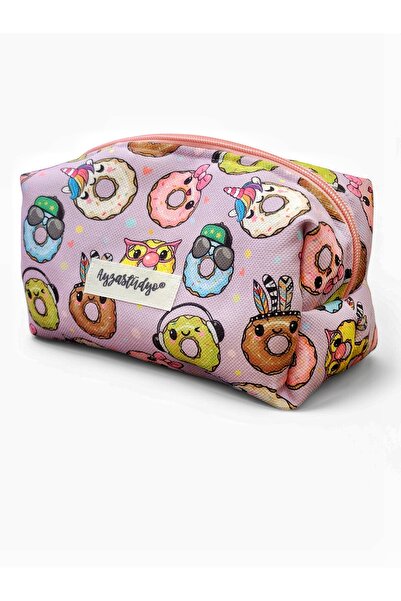 Ayza Stüdyo حقيبة إكسسوارات مكياج منقوشة باللون الوردي من Happy Donat - Happy...