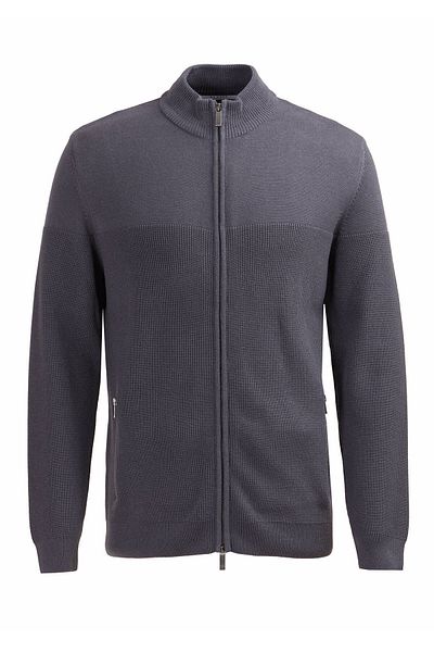 Ramsey Strickjacke aus Baumwollmischung mit Rundhalsausschnitt und Häkelmuster