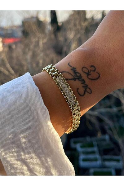 Modadiro Xp Rlx. Stoned Imprint Gold Steel Bracelet