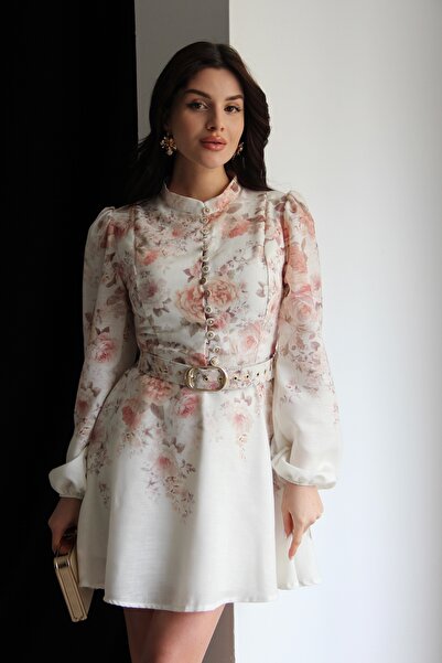 Julidress Rochie de in mini premium căptușită cu curea cu imprimeu floral