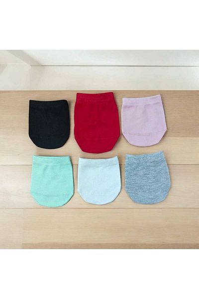 HAYEL 6 Pairs Multicolor Invisible Half Toe Women Slippers Socks Seamless