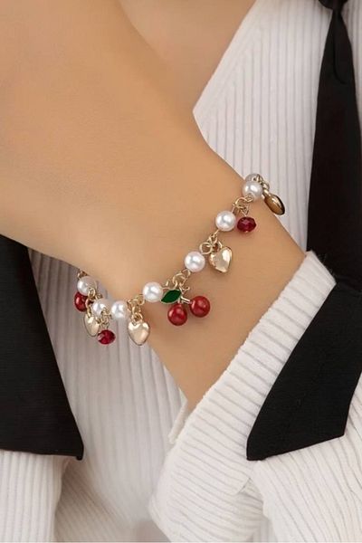 sahrastyle Cherry Heart Pearl Bracelet