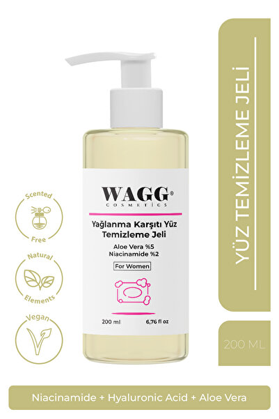WAGG Cosmetics Tüm Ciltlere Uygun Yağlanma Karşıtı Yüz Temizleme Jeli 200ml (...