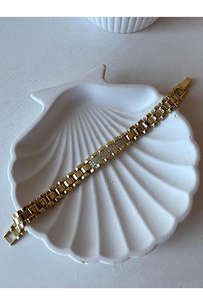Modadiro Xp Rlx. Stoned Imprint Gold Steel Bracelet