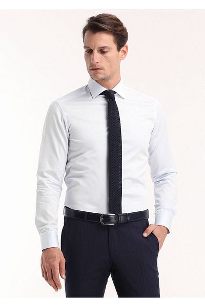 Ramsey Schlichtes Slim Fit-Hemd aus gewebtem, klassischem 100 % Baumwollstoff