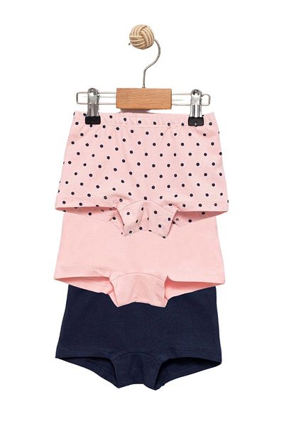 Divonette Set de 3 boxer pentru fete din bumbac bleumarin și roz - Lenjerie pentru fete
