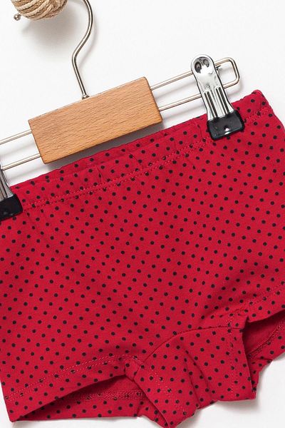 Divonette Girl's Cotton Red Panties Boxer Set of 3 - Girl's Underwear