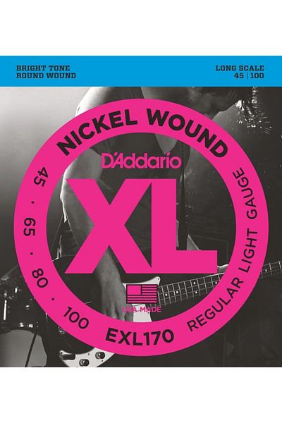 Daddario Exl170 Bass Guitar String Set, Xl, 45-100, Long Scale, Nickel