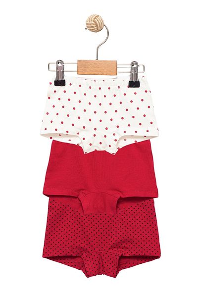 Divonette Girl's Cotton Red Panties Boxer Set of 3 - Girl's Underwear